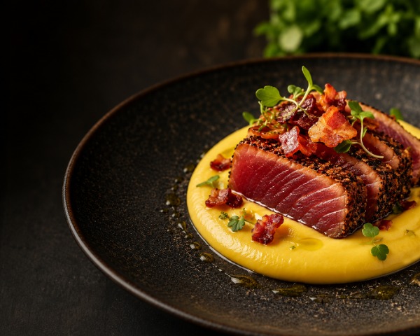 ATUM CURADO, VELOUTÉ DE MANDIOQUINHA E BACON - 2026.32.159